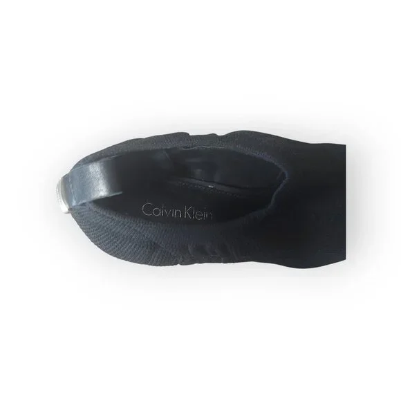 Calvin Klein "Massey" Women's Peep-Toe Bootie Heels Fabric Stretch Black Size 5 - Picture 5 of 8